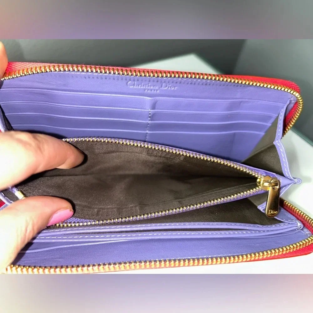 Christian Dior Diorissimo Red Patent Leather Zippy Wallet